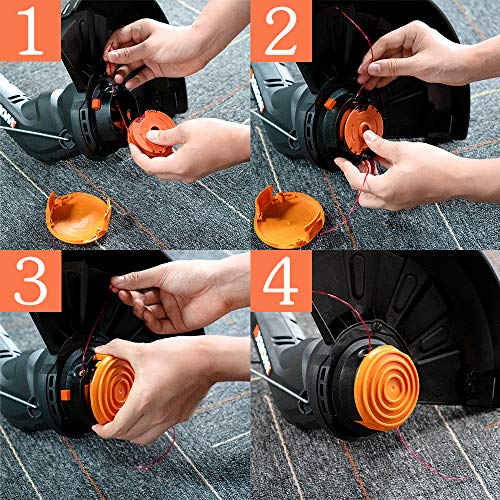 FutureWay String Trimmer Replacement Spool Line 0.065” Compatible with Worx WA0007 WG105 WG106 WG108, Weed Eater String Autofeed 50019417 Cap, Cordless Trimmer Edger Line 2 x 16ft, 5 Spools + 1 Cap - Thumbnail 5