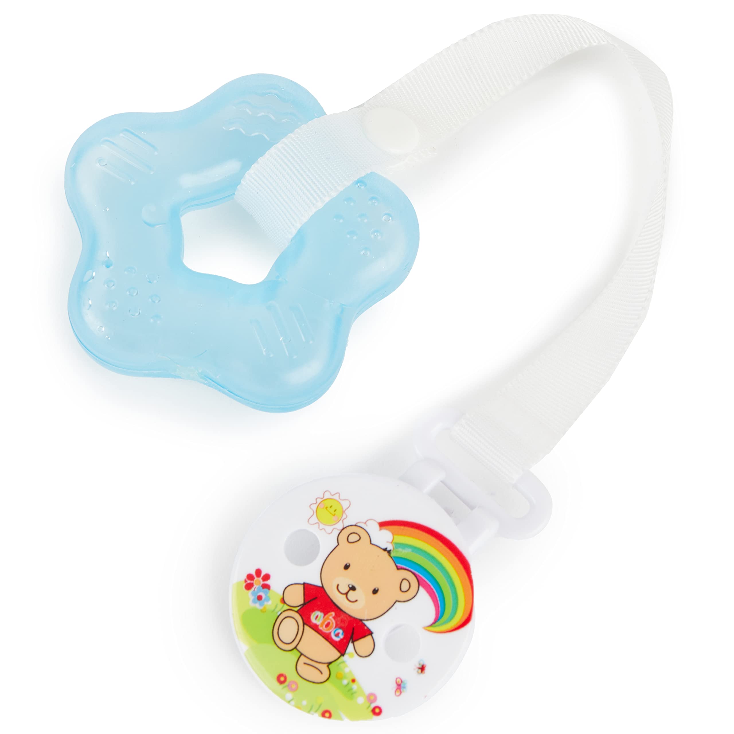 Bieco Cooling Teething Ring Teething Egg Teething Aid with Clip Blue with Attachment Clip