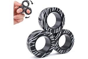 Cevioce Magnetic Ring - Fidget Toys Adults Set,3 PCS Fidget Rings Spinner Toys Teens,Fun Spin Ring for ADHD Anxiety Stress Re
