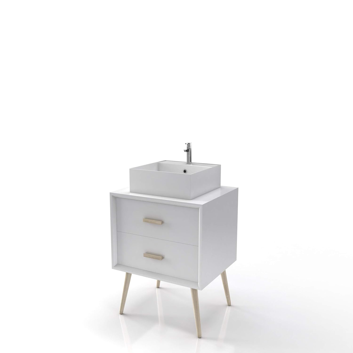 Kendalfloral Com Cuisines Et Salles De Bain Meubles Lavabos Meuble Salle De Bain Scandinave Blanc 60 Cm Sur Pieds Avec Tiroir Et Vasque A Poser Nordik Basis 60