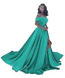 Off Shoulder Satin Prom Dresses Ball Gown Plus Size