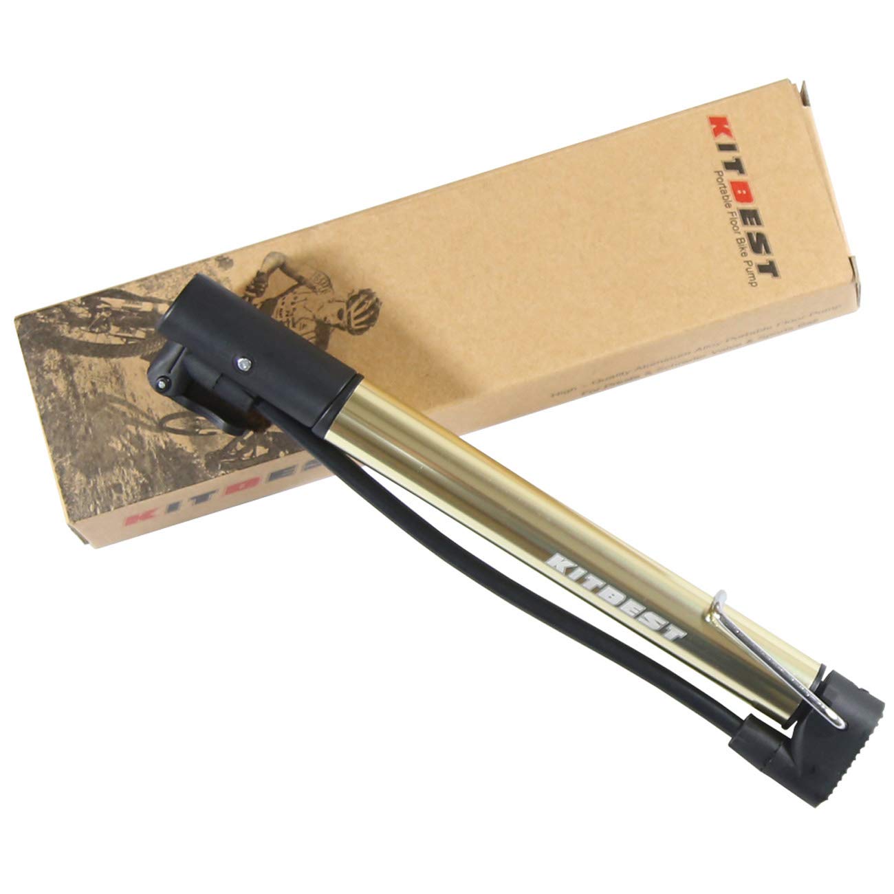 Kitbest Bike Pump, Portable Bicycle Floor Pump with Glueless Puncture