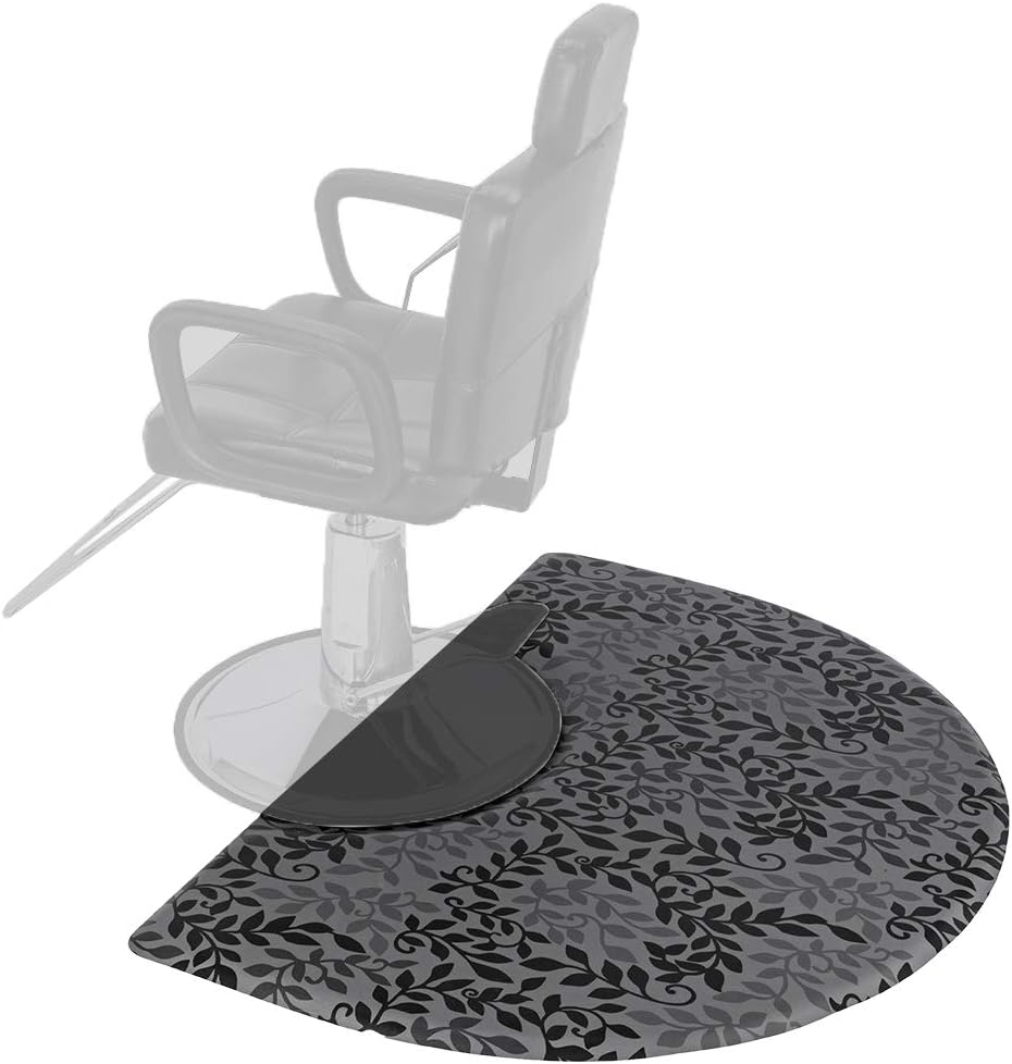 Mefeir 3’ x 4’ Semi Circle Salon Mat Anti Fatigue for Hair Stylist, 5/8’’ Thick Standing Floor Matt Under Styling Chair, Anti-Slip Warterproof Beauty Barber Supplies,Leaf Lines Color: Kitchen & Dining
