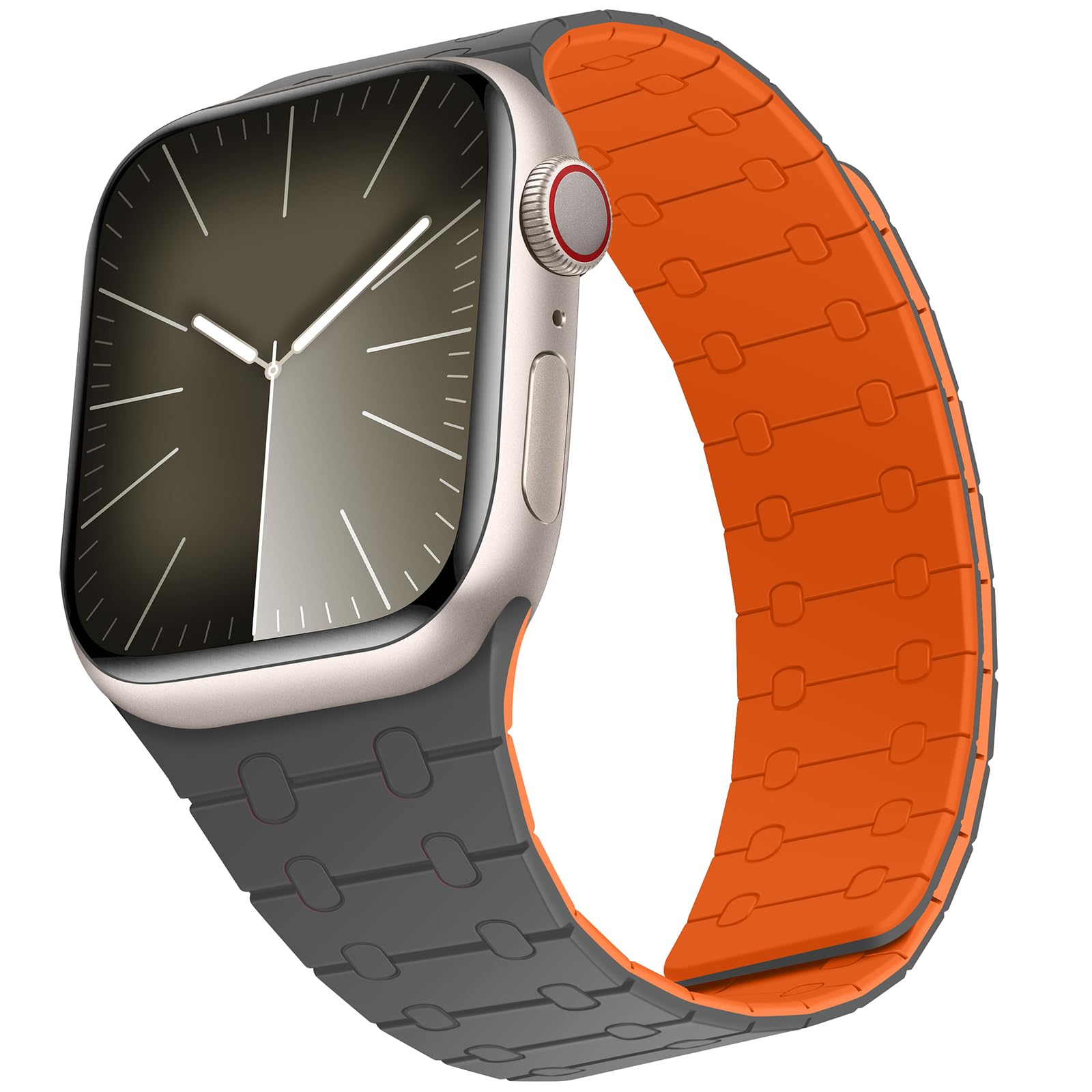 ZZDZZ Compatible with Apple Watch Straps 49mm 46mm 45mm 44mm 42mm 41mm 40mm 38mm, Silicone Magnetic Adjustable Loop Strap for iWatch Ultra3/2/1 Series 11 10 9 SE3 8-1 (41/42/40/38, Gray Orange)