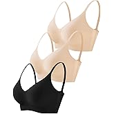 Quttlzze 3-Pack Wireless Womens Bras No Underwire Seamless Jelly Bra Light Support Pullover Bralette Ultra Comfort Tshirt Bra