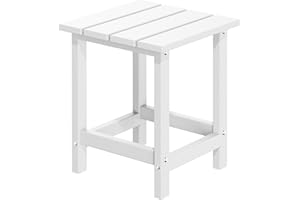 MUCHENGHY Adirondack Outdoor Side Table, 14.7" Patio Side Table Weather Resistant, HDPE Outdoor End Tables for Patio, White