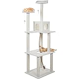 PETMAKER Scratch and Play Cat Tower Collection - Scratching Features, Napping Perches, Kitty Condo Hut, and Hanging Toys