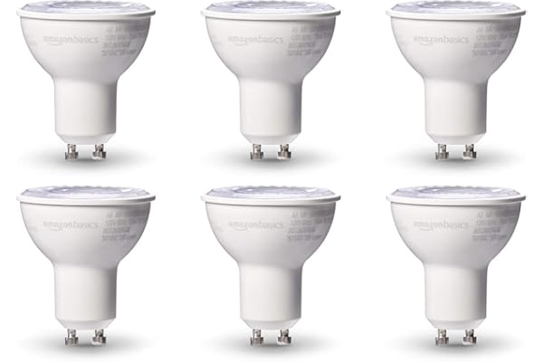 Amazon Basics 50W Equivalent, Warm White, Dimmable, 10,000 Hour Lifetime, MR16 (GU10 Base) LED Light Bulb | 6-Pack