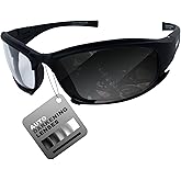 Epoch Hybrid Photochromic Padded Motorcycle Sunglasses Clear to Smoke Lens ANSI Z87.1+