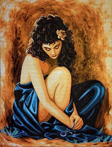 Needlepoint Kit "Melancholy" 11.8"x15.7" 30x40cm printed canvas cod.416 - Thumbnail 2