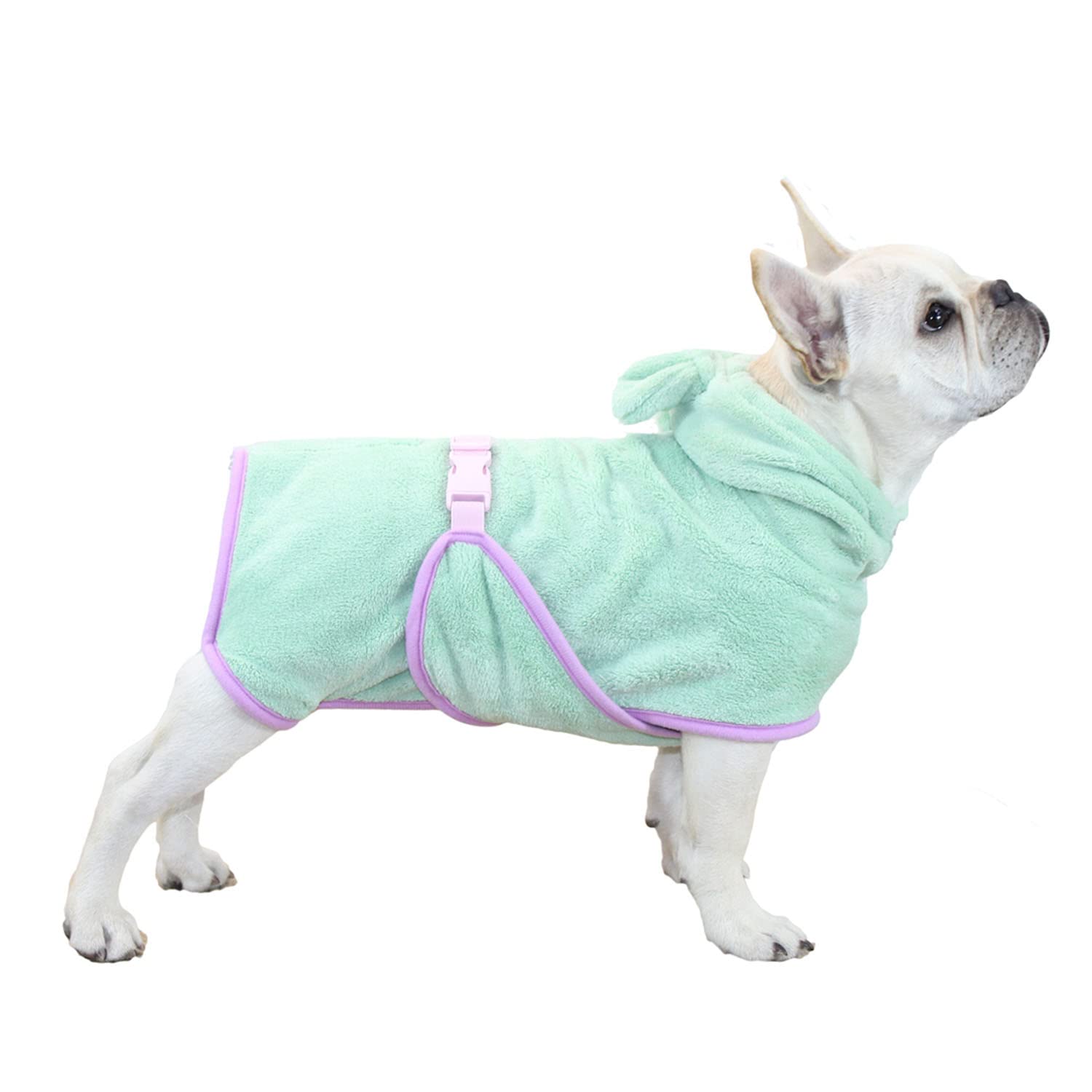 BT Bear Dog Bathrobe,Super Absorbent Dog Quick Drying Microfiber Coat Hooded Bath Towel for Puppy Small Medium Dogs(M,Green)
