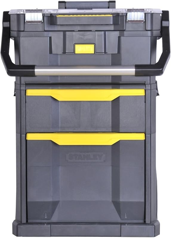 STST1-79231 - Oficina Móvel para Ferramentas 2 em 1, 56 x 38,2 x 76,4 cm, Preto/Amarelo