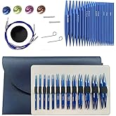 26 pcs Interchangeable Circular Knitting Needles Set Aluminum Round Short 3-10mm Metal Crochet Needles Weaving Tools with 4 C