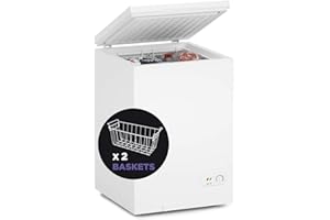 Northair Chest Freezer - 3.5 Cu Ft with 2 Removable Baskets - Reach In Freezer Chest - Quiet Compact Freezer - 7 Temperature Settings - White