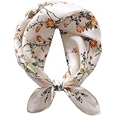 ANDANTINO 100% Real Mulberry Silk Scarf -21'' x 21''- Lightweight Neckerchief –Women Men Small Square Digital Printed Scarves