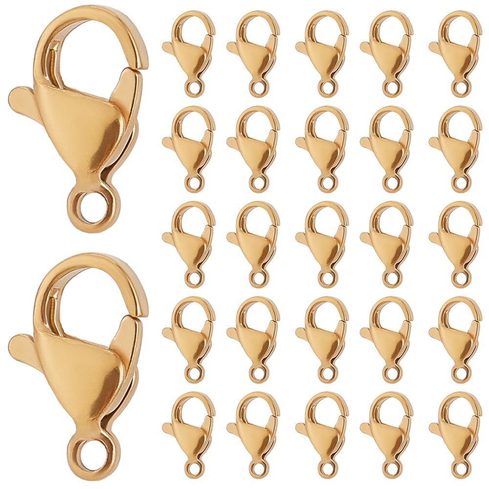 SOFPLATE 1 Box 100Pcs Real 18K Gold Plated Lobster Claw Clasp Jewellery Lobster Clasps Stainless Steel Connectors Accessories for Jewellery Making Supplies DIY Necklace Bracelet Keychains Crafts