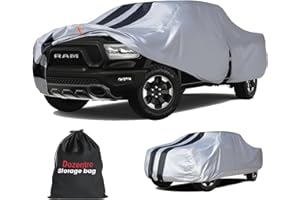 DOZENTRO Ram 1500 Truck Cover Custom Fit 2009-2025 Crew Cab Short Bed(5.75') with Door Zipper, 10 Layer Outdoor Heavy Pickup Truck Cover Waterproof All Weather, Car Tarp for Wind Dust Sun etc Protection.
