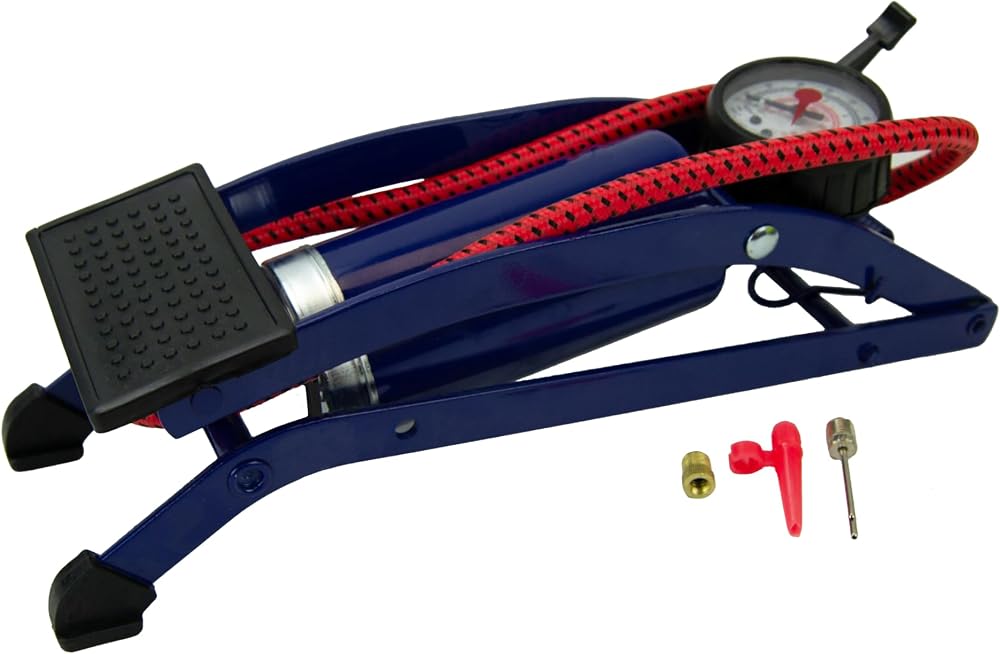 Sakura Single Cylinder Foot Pump PG270 52cm Hose 3 Valve Adaptors