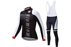 Coconut Ropamo CR Men's Cycling Clothing Set Long Sleeve Cycling Jersey Zipper Pocket Bike Outfit Cycling Bib Pants 3D Padded