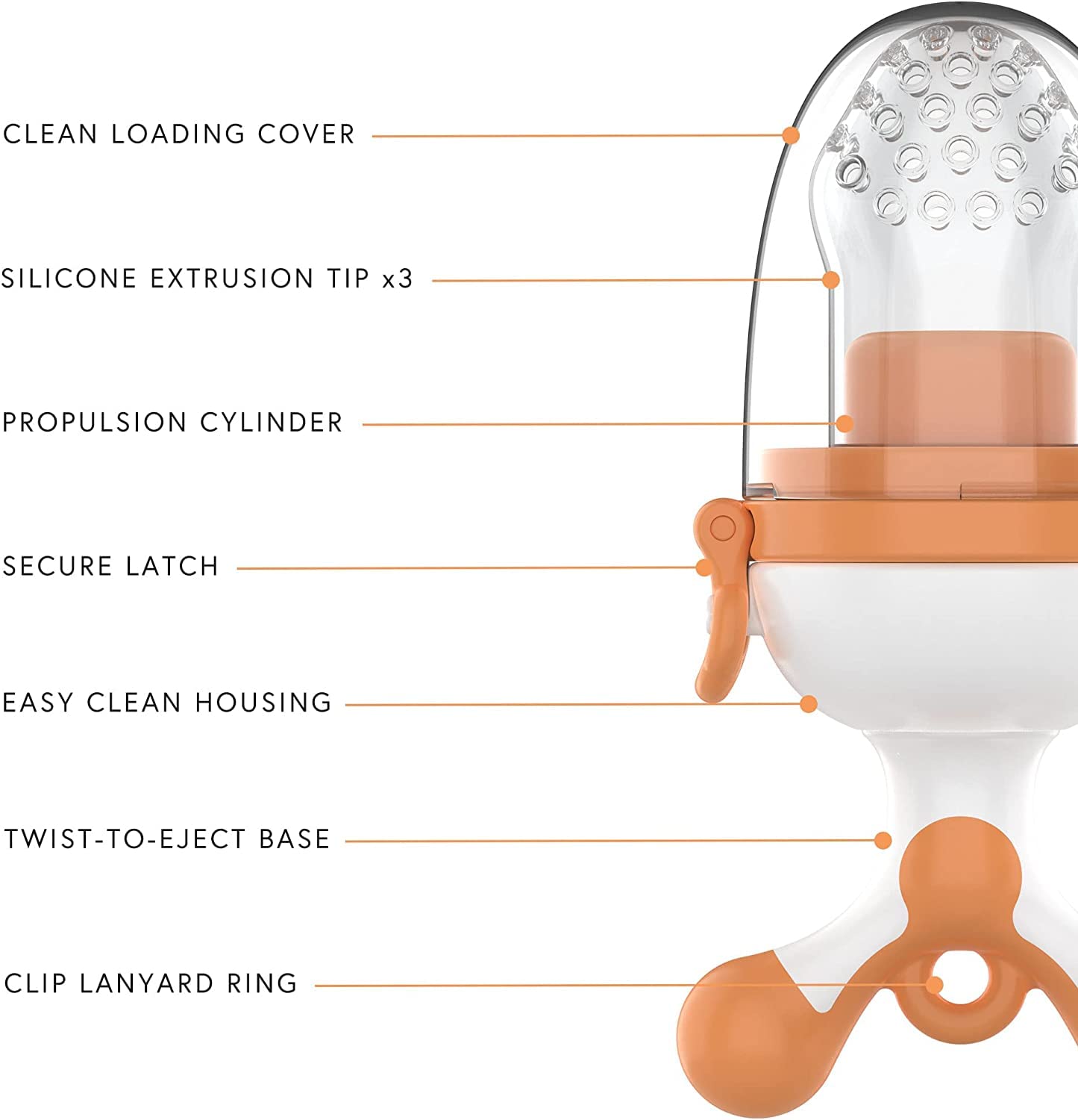 Fruuti Baby Fruit Feeder by Quark - Frozen Teether & Baby Food Feeder Pacifier - Perfect for Self Feeding, with Extra Silicone Tips - Secure Latch & Clip Ring - BPA, BPS, PVC, Phthalates Free