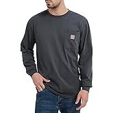 Kecols Men's Loose Fit Heavyweight Work Long Sleeve T-Shirts Comfort Pocket Tee(Regular&Tall)