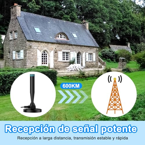 BJLBOJEY Antena de TV Digital, Antena de HD TV Interior 4k, Antena de Onda Terrestre con 600KM Recepción Señal, Antena Exterior 16.5ft con 360° de Rotación y amplificadores Inteligentes Duales
