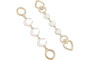 Anbys 2Pcs Bag Extender Chain Purse Strap Extenders for Handbags Purse Extender Chain Purse Strap Replacement Accessories Bag Charms (White Heart/Moon)