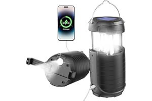 QAUYYW Solar Camping Lantern,Rechargeable LED Lights, 5000mAh Waterproof Solar Powered/ Hand Crank Powered Rechargeable Lantern, Emergency Lights for Power Outages, Hiking, Campsites, Emergencies