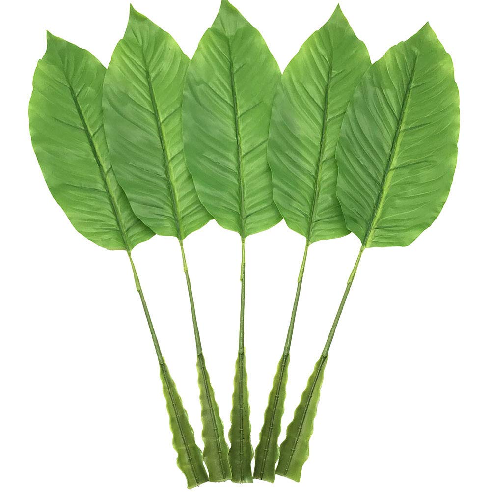 Warmter 5Pcs Tropical Leaves,Fake Artificial Banana Leaf for Home