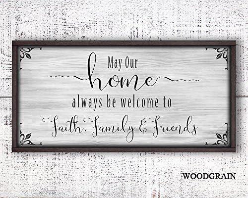 Custom family wood sign. Inspirational home quote is printed on canvas and adhered to wood base. 12x24 wooden frame is made in the USA. Home faith family friends