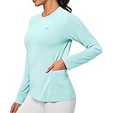 Rash Guard for Women UPF 50+ SPF UV Protection Long Sleeve Workout Tops Swim Shirt Dry Fit Sun Shirts with Pockets