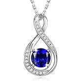 GEMLANTO 925 Sterling Silver Birthstone Necklace for Women Infinity Necklaces Birthday Anniversary Fine Jewelry Gifts for Mother Women, Adjustable Chain