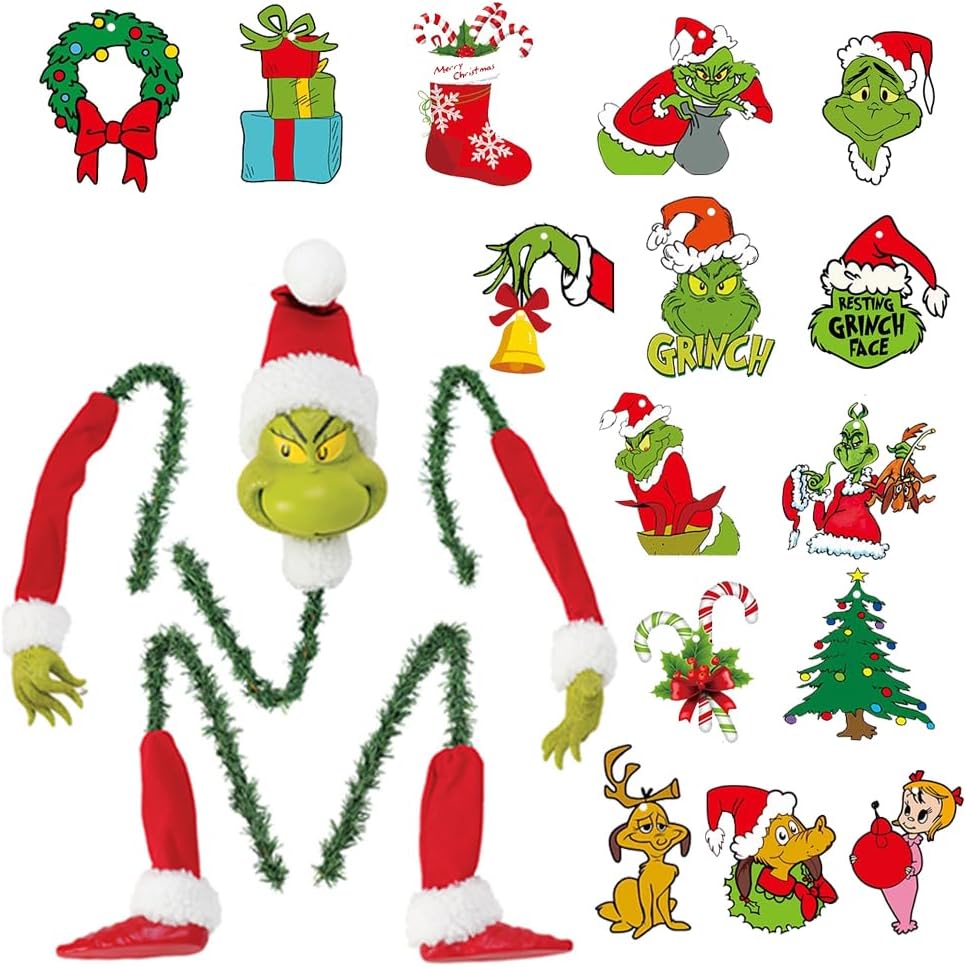 Tree Toppers - Vintage Christmas Tree Decoration, Tree Topper Decor for Christmas Tree Christmas Elf Stuffed Stuck Garland Elf Head, Arms and Legs for Christmas Ornaments (5Pcs)