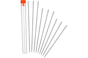 9 Pcs Sewing Needles Include 3 Sizes Large Eye Stitching Needles, 4.9inch to 6.8inch Big Eye Hand Sewing Needles for Leather 