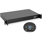 Rackchoice 1U Compact Server/Desktop mini-ITX Chassis - 9.84" Depth,Supports Mini-ITX Motherboard, Type-C &amp; USB3.0, Black