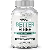Organics Ocean Better Fiber - Daily Fiber Supplement - Soften Stool for Effortless Bowel Movements - with Psyllium Hulk and Slippery Elm - 90 Capsules