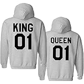 King Queen Couple Hoodies Matching Couple Sweaters His and Her Hoodie Pullover