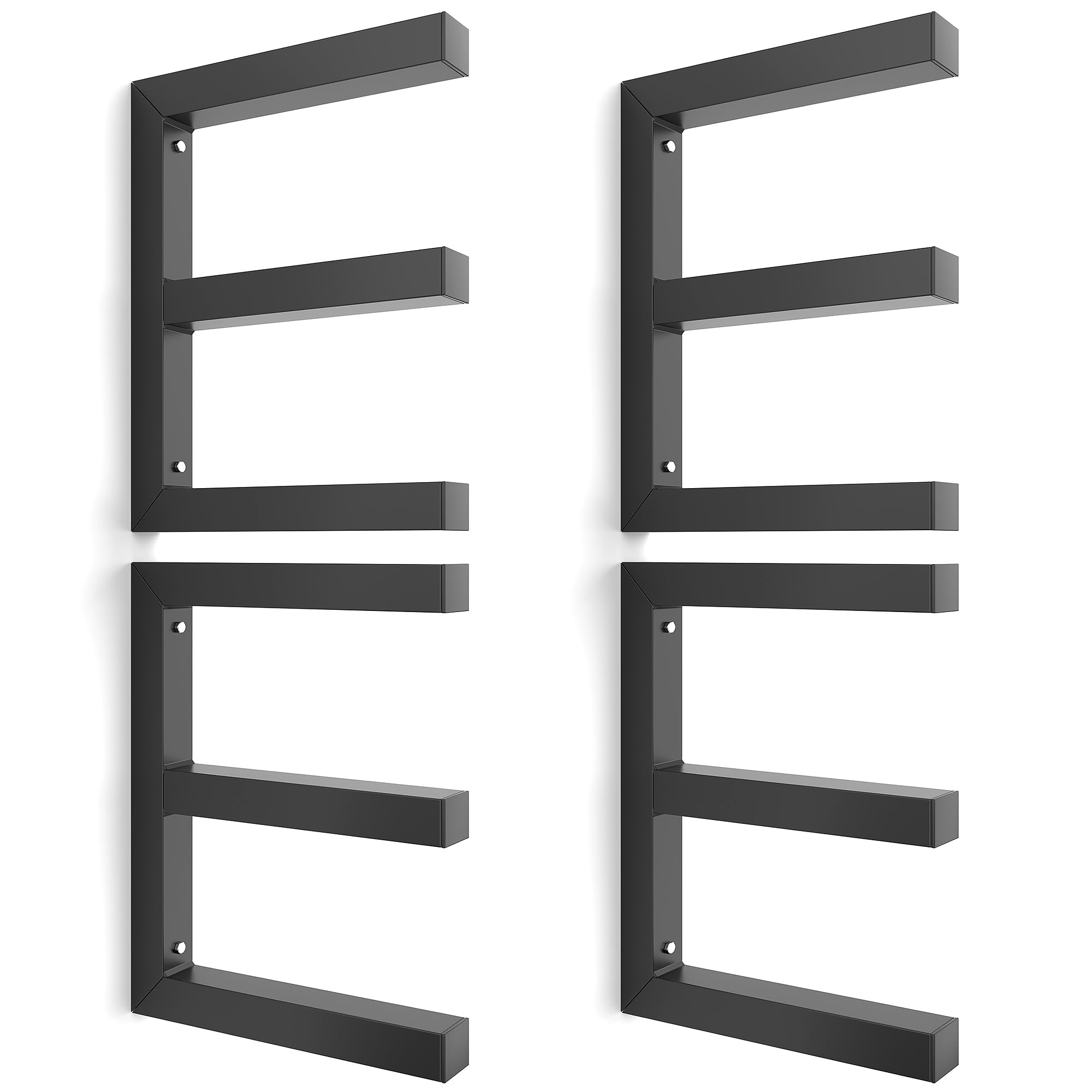 Photo 1 of Ultrawall Lumber Storage Rack Wall Mount Wood Storage Racks, Metal Wood Organizer Racks for Shed, Workshop, Garage, Holds Up 220 LBS Per Level (Pack of 4, Black)