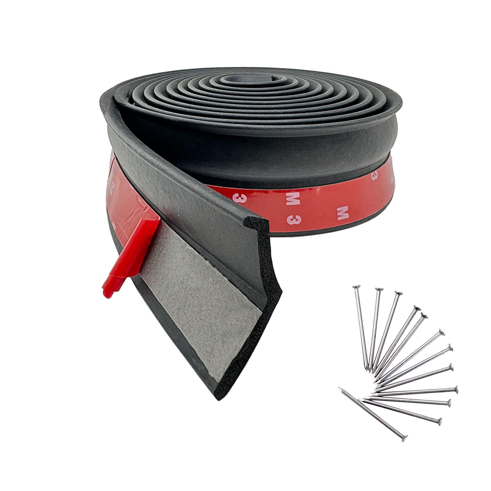 Universal Garage Door Seal 10m,Garage Door Bottom Seal Strip Garage Bottom Seal Garage Door Draught Excluder with Nails Waterproof ﻿