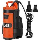 Prostormer 1HP 3500GPH Sumbersible Sump Pump with Built-in Float Switch | Clean/Dirty Water Pump, for Pools/Ponds/Gardens/Flooded Cellars/Irrigation Orange