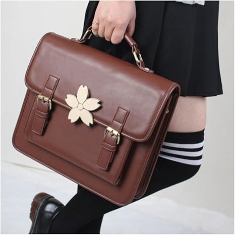 Amazon Co Jp 妖怪庵 学生鞄 黒 ブラウン 桜 中学 高校 通学 男 女 学生カバン スクール バッグ ハンドバッグ フリー ブラウン ホーム キッチン