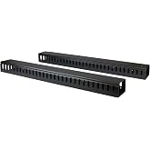 StarTech 40U Vertical Cable Manager, Finger Ducts, 2-Pack 3ft (CMVER40UF) | 2-pack 20U vertical cable organizer panels, Rack-mount cable raceway, Finger ducts, 2x 3ft (91cm) wire organizers, 19in rack