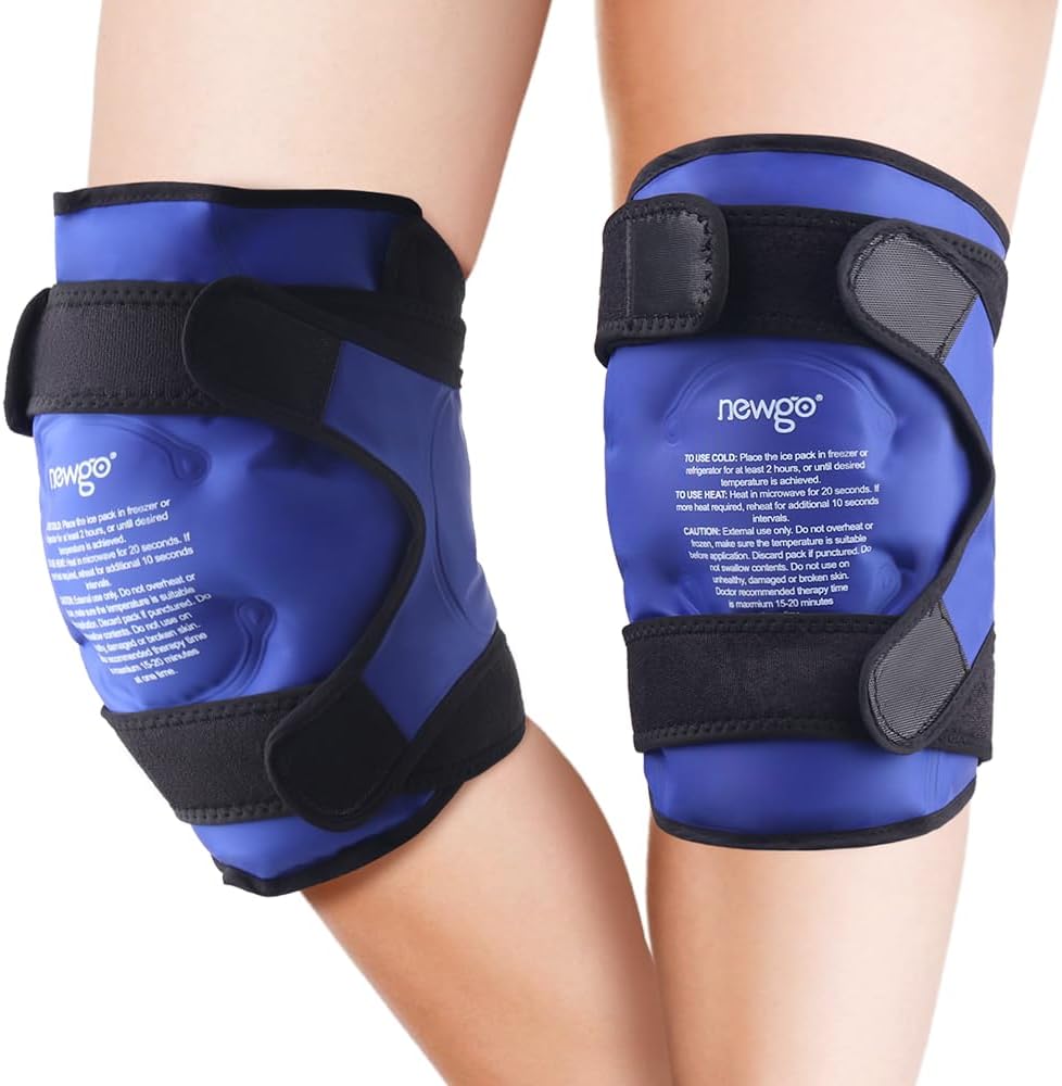 NEWGO Knee Ice Pack 2 Pack Reusable Gel Wrap Full Knee Coverage