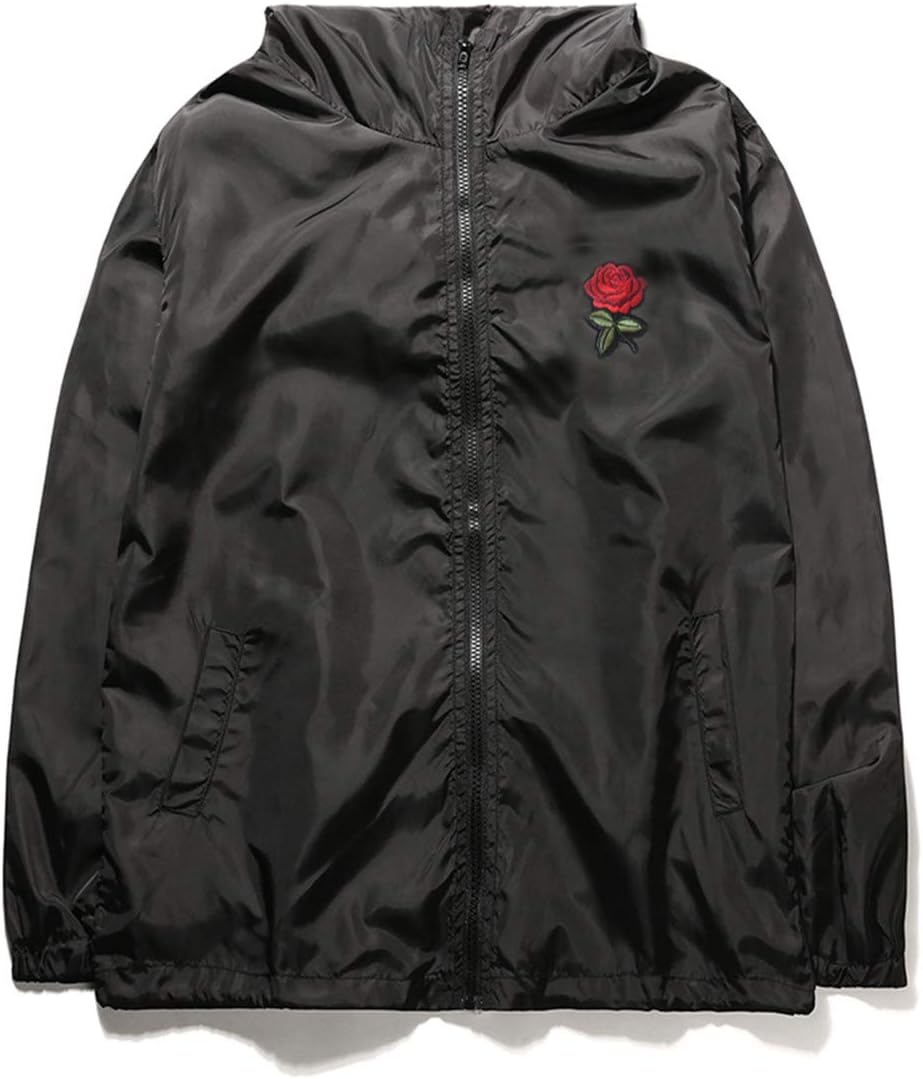 AITFINEISMMen's Lightweight Windbreaker Jacket Casual Zip Up Jackets With Hooded