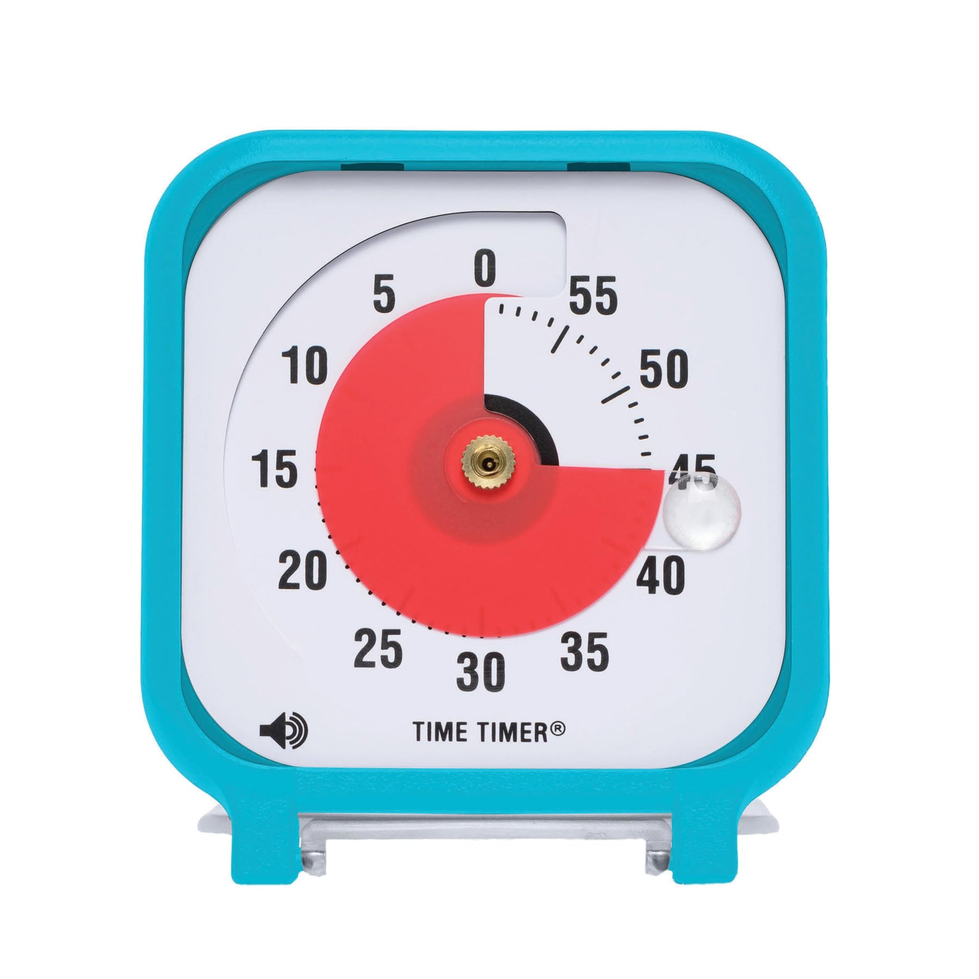 TIME TIMER Pocket Turquoise Blue 8x8 cm Visual Timer, 60 Minute Countdown Timer for Kids, Classrooms, Meetings, Kitchen, Adults, Office and Homeschooling Tool with Silent Operation