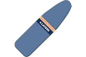 HAPPHOM Ironing Board Cover and Pad Extra Thick Heavy Duty Padded 4 Layers, Silver Coated Ironing Board Cover, Non Stick Scorch and Stain Resistant Standard Size 15x54 inch with Elasticized Edges (Blue)