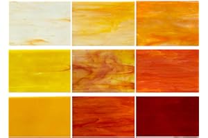 PALJOLLY 9 Pack Yellow Stained Glass Sheets, 4 x 6 inch Mosaic Glass Art Glass for Stained Glass Projects and Mosaics