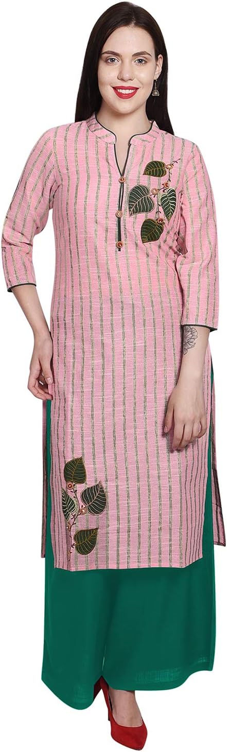 Chokhi Banjaran Women's South Cotton Yarn Dyed Patch Work Pink&Green Kurti