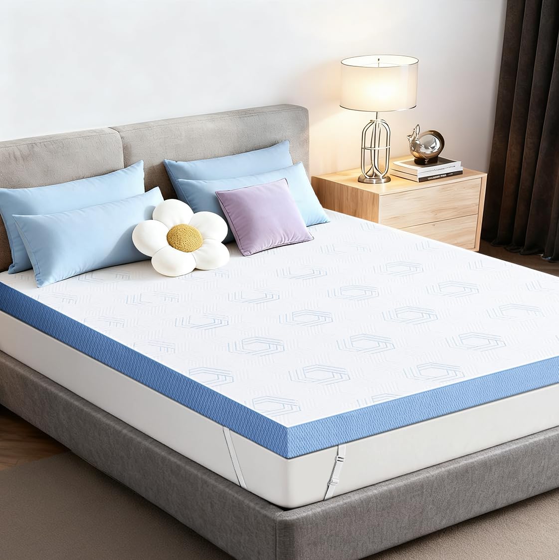 Photo 1 of **DIRT**Extra Firm Mattress Topper Full: 3 Inch High Density Bed Topper, Extra Support Mattress Pad for Back Pain Relief, Breathable Washable Cover with Anti-Slip Straps, CertiPUR-US Oeko-Tex Certified 75x54