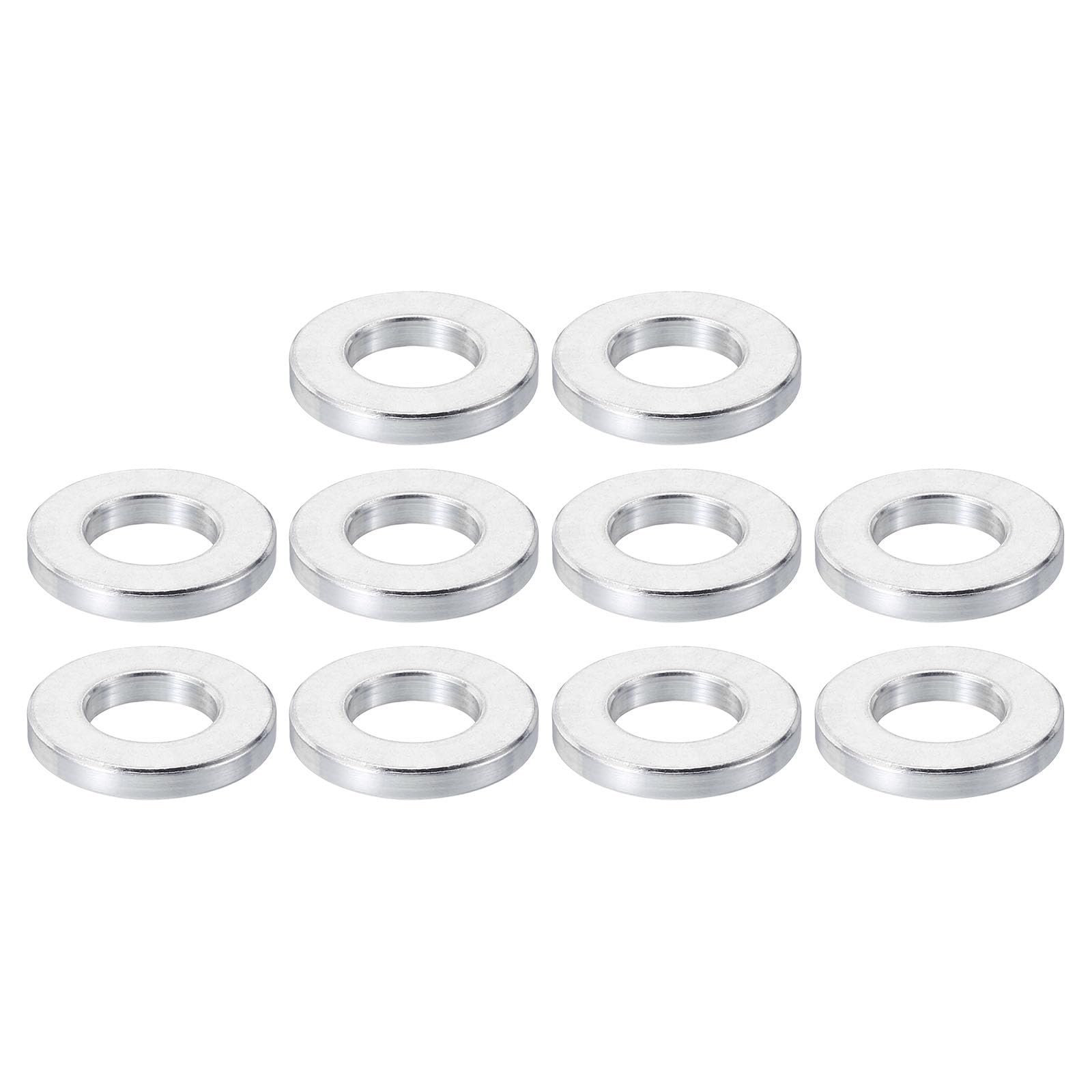 PATIKIL M10 Aluminum Spacers, 10 Pcs Metal Spacer Aluminum 10.5mm ID x 20mm OD x 3mm L Aluminum Spacer Screw Standoff Round for 3/8" M10 Screw Bolts